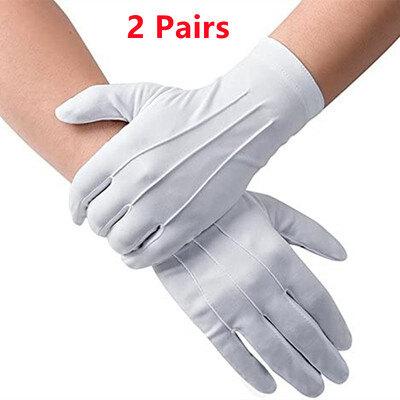 4PCS Bijele pamučne rukavice Muški formalni smoking Uniforma Rukavice Počasna garda Parada Ceremonija Kostim Cosplay Novčići Nakit Batler Rukavice