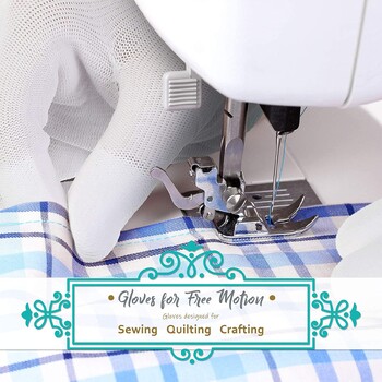 2 Pairs Quilting Gloves for Free-Motion Quilting Gloves Working Gloves Λευκό νάιλον γάντι ραπτικής με λαβή στο δάχτυλο για κατασκευή παπλώματος