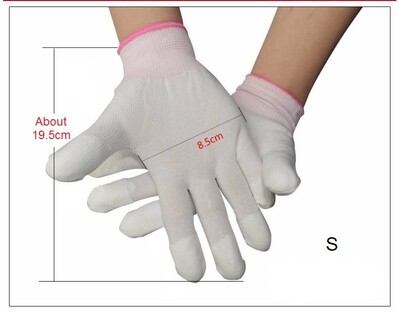 2 paari teppimiskindaid vaba liikumise teppimiseks töökindad Valged nailonist õmbluskindad haardega sõrmeotsaga teppi meisterdamiseks