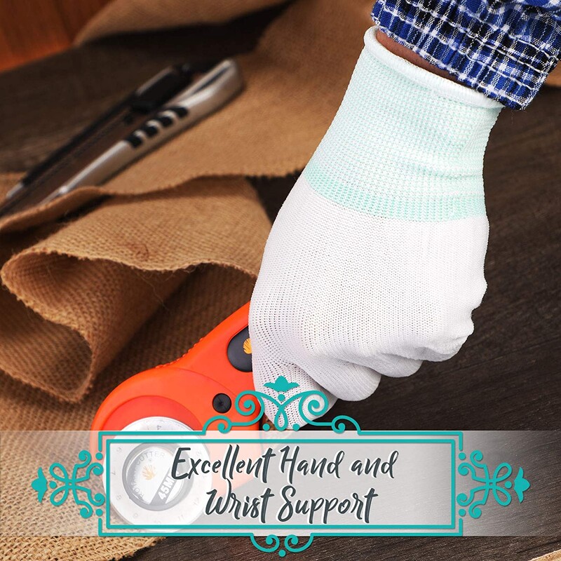 2 paari teppimiskindaid vaba liikumise teppimiseks töökindad Valged nailonist õmbluskindad haardega sõrmeotsaga teppi meisterdamiseks