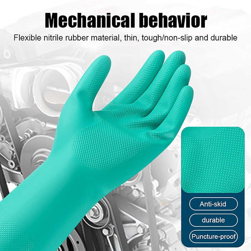 1 paar paksu nitriilkindaid – keemiliselt happekindlad veekindlad pikkade varrukatega kindad aiatööde keemiliseks värvimiseks, lateksivabad