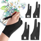 4/1 pár Művészek Kesztyűk Rajzhoz Toll Kijelző Papír Művészet Festmény Vázlatok Tabletta Tenyér elutasítás Kétujjas kesztyűk XS/S/M/L