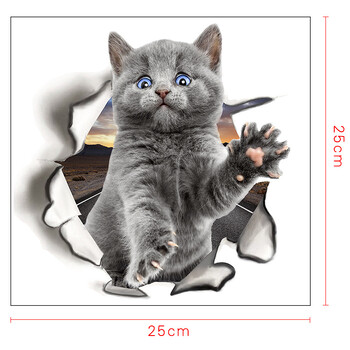 Fashion 3D Cats Αυτοκόλλητα Τουαλέτας Lovely Animal Decal Wall Lovely Blue Cat Art Decor Home PVC Vinyl Διακόσμηση μπάνιου Αδιάβροχο