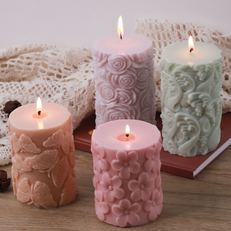 Lilleliblikas sammas Silikoonist küünlavorm DIY Waves Seebivaigust krohvi valmistamise tööriist Geomeetria šokolaadivorm Kodukaunistuse kingitus