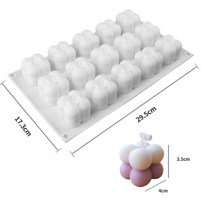 3D Bubble Cube Свещ Комплект силиконова форма Направи си сам Цвете Облак Изработка на сапун Епоксидна смола Глина Форма Шоколадова торта Декор Подаръци Орнамент