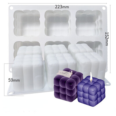 3D Bubble Cube Свещ Комплект силиконова форма Направи си сам Цвете Облак Изработка на сапун Епоксидна смола Глина Форма Шоколадова торта Декор Подаръци Орнамент