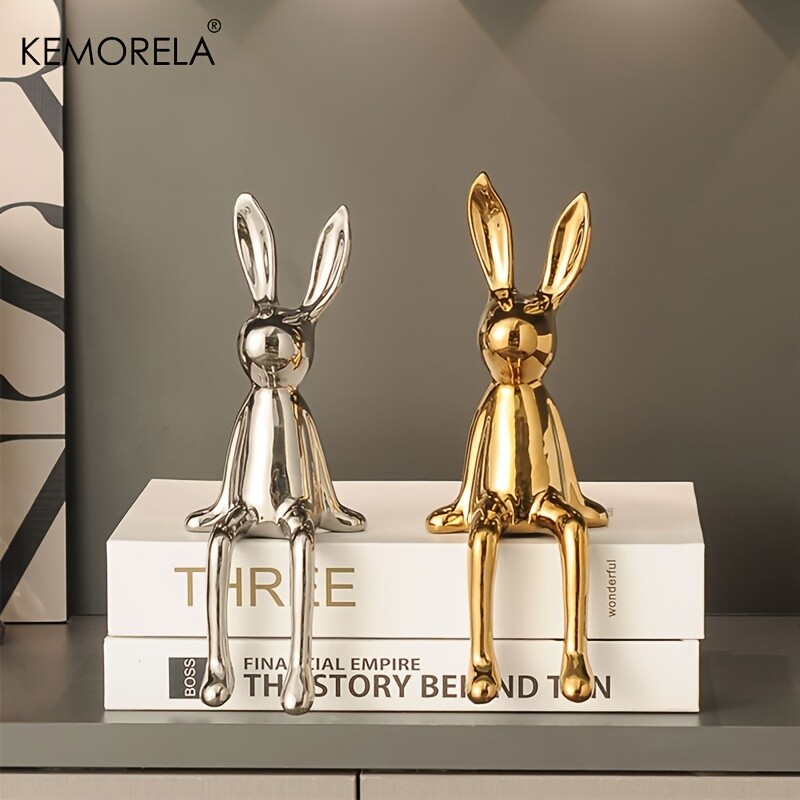 1 tk keraamiline pikakõrvaline istuva jänesetoa kaunistused Kuju Luksuslik kodukaunistuse tarvikud Kõrgekvaliteediline kodukunsti esteetika