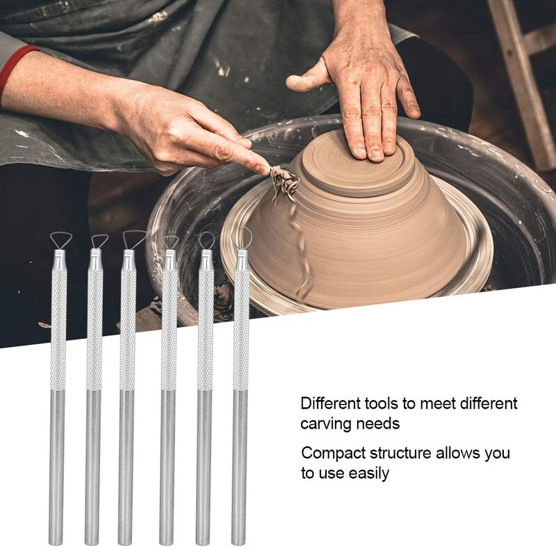 6 vnt aliuminio lydinio polimero molio įrankiai keramikos keramikos skulptūros įrankiai raižybos juostos vielos galo kilpa molio įrankių rinkinys detalei