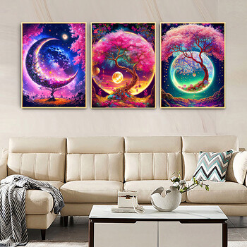 5D Diy Diamond Painting Fantasy Moon Tree Landscape Full Drill Rhinestones Μωσαϊκό Κέντημα Χειροποίητα Προϊόντα Διακόσμηση σπιτιού Δώρο