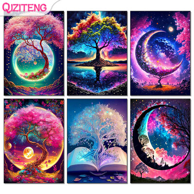 5D Diy Diamond Painting Fantasy Moon Tree Landscape Full Drill Rhinestones Μωσαϊκό Κέντημα Χειροποίητα Προϊόντα Διακόσμηση σπιτιού Δώρο