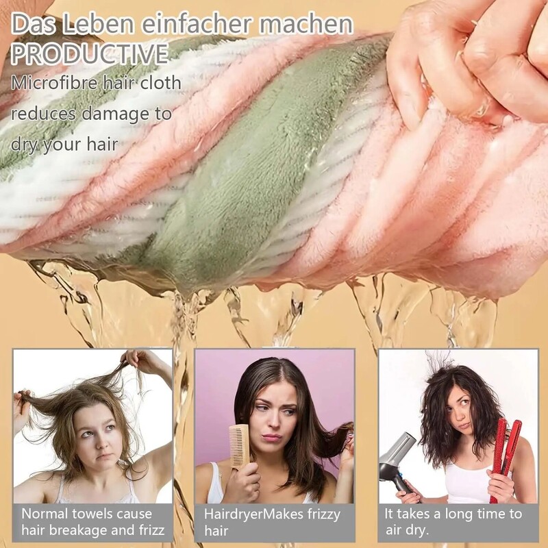 Topeltpaksendatud 100% mikrokiust juukserätik, juukserätiku mähis naistele