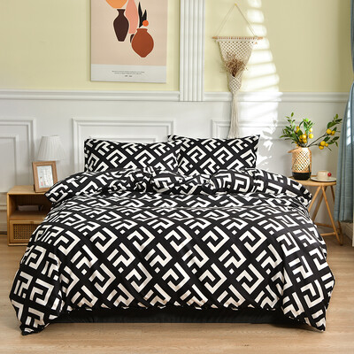 Черно-бял комплект спално бельо за двойно легло sabanas cama matrimonial Queen/King Comforter Sets Единична завивка с калъфка за възглавница