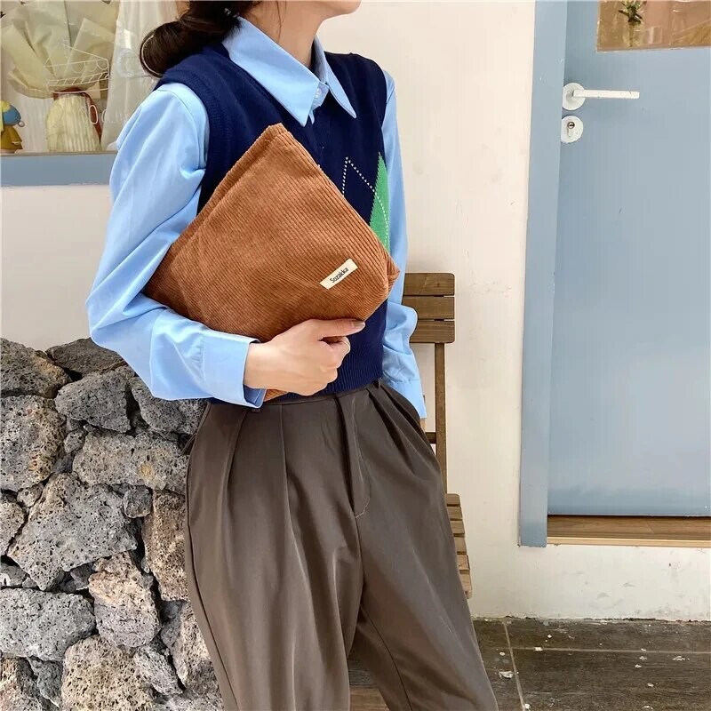 Κοτλέ τσάντα καλλυντικών ταξιδίου Φορητή τσάντα αποθήκευσης μακιγιάζ Πορτοφόλια Γυναικεία φερμουάρ μεγάλης χωρητικότητας Organizer Συμπλέκτης αποθήκευσης