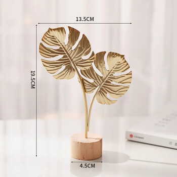 1Pc Golden Monstera Deliciosa Μεταλλικά Μοντέλα Φιγούρια Εγχειρίδιο Επιτραπέζιου Χειροτεχνίας Στολίδια Φωτογραφικά στηρίγματα Αγάλματα Γλυπτά Διακόσμηση σπιτιού