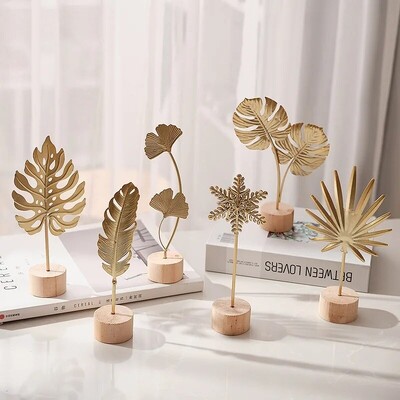 1 Buc Golden Monstera Deliciosa Model de Metal Figurine Manual Desktop Artizanat Ornamente Foto Recuzită Statui Sculpturi Decor Home