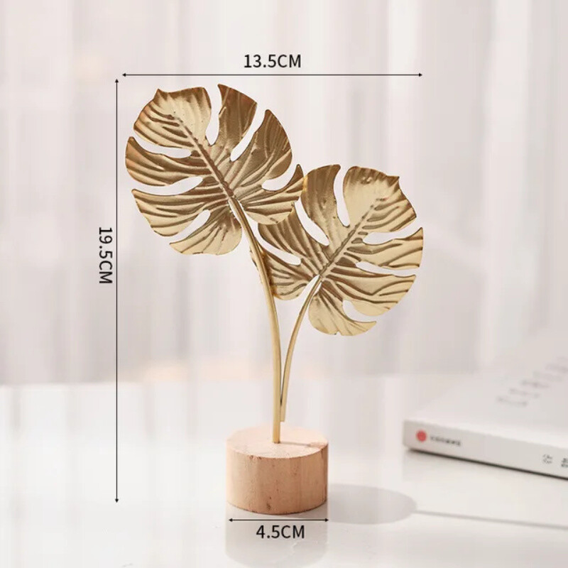 1 tk Golden Monstera Deliciosa metallist mudel kujukesed Käsitsi lauaarvuti käsitöö kaunistused fotorekvisiidid kujud skulptuurid kodukaunistus