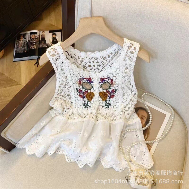 Νέο Καλοκαιρινό Κορεάτικο Στιλ Γλυκό Φρέσκο Λεπτό Μόδα Τρισδιάστατο πολύχρωμο κέντημα κοντομάνικο μπλουζάκι για γυναίκες