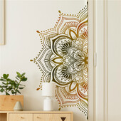 Mandala Lotus Винилов стикер за стена Lotus Flower Datura Zen Decor Decals Бохемски стил Йога Медитиращ стикер Плакат за всекидневна