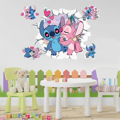 Autocolante 3D de perete spart Lilo & Stitch pentru camera copiilor Grădiniță Sufragerie Dormitor Decorare perete Poster animat