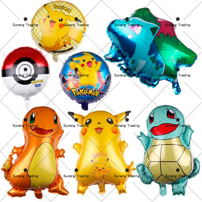 Μπαλόνι Pokemon Pikachu Squirtle Bulbasaur Pikachu Ανθρώπινη φιγούρα Διακοσμητικό μπαλόνι από αλουμίνιο Προμήθειες διακόσμησης για παιδιά Δώρο γενεθλίων