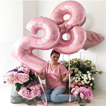 40 ιντσών Big Foil Helium Number Balloon 0-9 Happy Birthday Wedding Party Στολισμοί Baby Shower Μεγάλες φιγούρες Air Globos Supplies