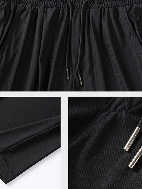 Uued meeste Four Seasons vabaaja püksid 90ndate vintage must jääsiid sirge sääre laia säärega siidised pehmed mugavad spordipüksid