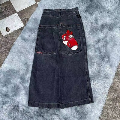 JNCO Jeans New Y2K Harajuku Hip Hop Letter Vezene Vintage široke traperice Traper hlače Muške ženske Goth široke hlače visokog struka