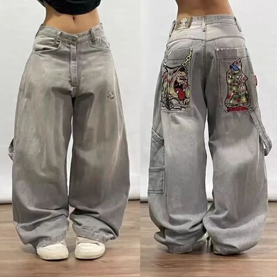 JNCO Jeans New Y2K Harajuku Hip Hop Letter Vezene Vintage široke traperice Traper hlače Muške ženske Goth široke hlače visokog struka