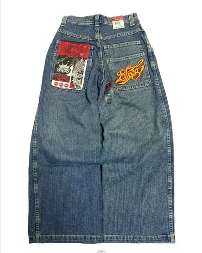 JNCO Jeans New Y2K Harajuku Hip Hop Letter Vezene Vintage široke traperice Traper hlače Muške ženske Goth široke hlače visokog struka