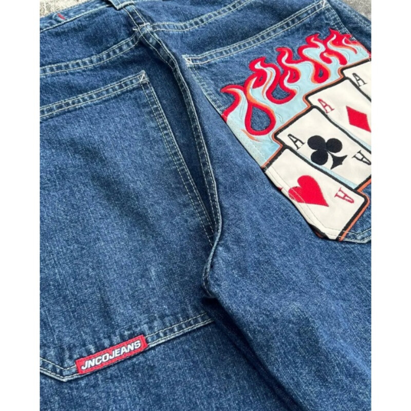 JNCO Jeans New Y2K Harajuku Hip Hop Letter Vezene Vintage široke traperice Traper hlače Muške ženske Goth široke hlače visokog struka