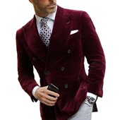 Bordo spalvos aksominis švarkas vyrams su dviguba vakarienės striuke Elegantiškas rūkomasis kostiumas, 2023 m.