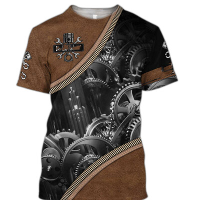 Мъжка тениска Vintage T-shirt Summer Clothing Personalized Name Mechanic 3d Print Tops 5xl Street Casual Sports Oversize Pullover