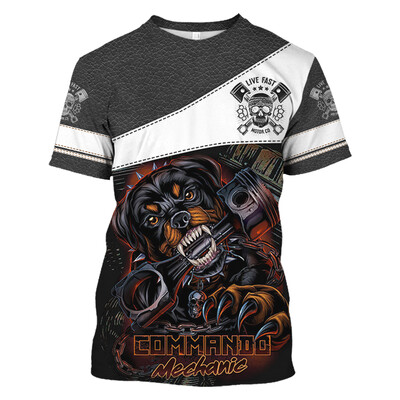 Мъжка тениска Vintage T-shirt Summer Clothing Personalized Name Mechanic 3d Print Tops 5xl Street Casual Sports Oversize Pullover