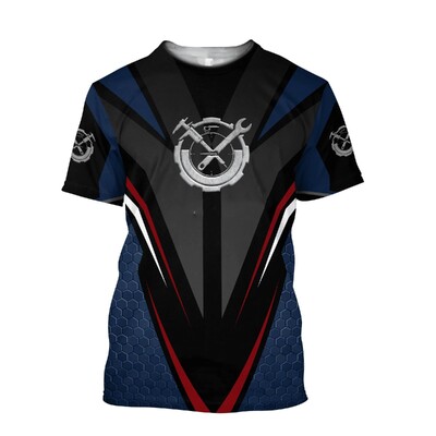 Мъжка тениска Vintage T-shirt Summer Clothing Personalized Name Mechanic 3d Print Tops 5xl Street Casual Sports Oversize Pullover