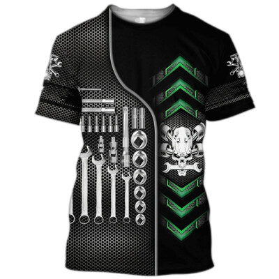 Мъжка тениска Vintage T-shirt Summer Clothing Personalized Name Mechanic 3d Print Tops 5xl Street Casual Sports Oversize Pullover