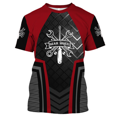 Мъжка тениска Vintage T-shirt Summer Clothing Personalized Name Mechanic 3d Print Tops 5xl Street Casual Sports Oversize Pullover