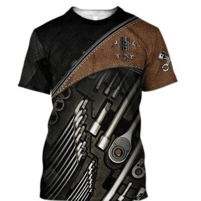 Мъжка тениска Vintage T-shirt Summer Clothing Personalized Name Mechanic 3d Print Tops 5xl Street Casual Sports Oversize Pullover