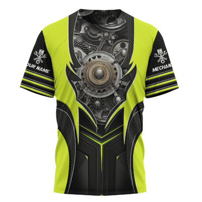 Мъжка тениска Vintage T-shirt Summer Clothing Personalized Name Mechanic 3d Print Tops 5xl Street Casual Sports Oversize Pullover