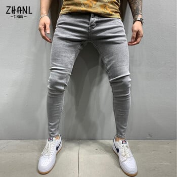 Ανδρικό μαύρο τζιν Slim Fit Ποιότητα Γκρι Casual Ανδρικό τζιν παντελόνι Skinny Fit Ανδρικό παντελόνι Hip Hop Streetwear Βαμβακερό τζιν παντελόνι