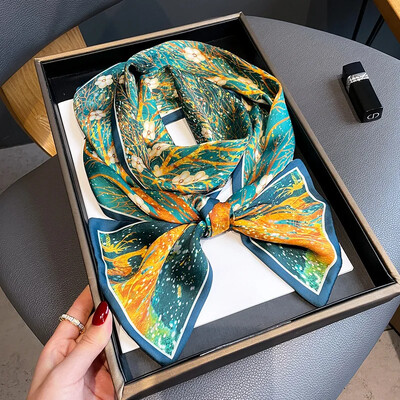 Moodne kõhn siidist sall naistele Mood Juuksepaelad Peapaelad Bandana Naiste kott Randmemähis Kaelarätik Foulard kaelasidemed