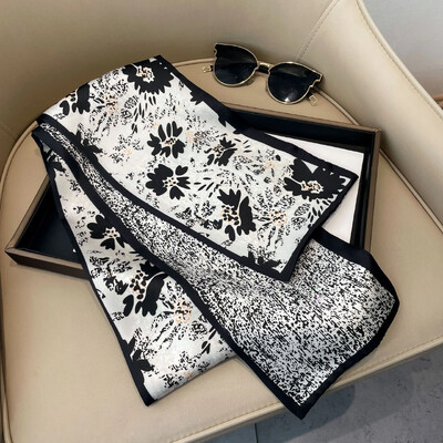 Moodne kõhn siidist sall naistele Mood Juuksepaelad Peapaelad Bandana Naiste kott Randmemähis Kaelarätik Foulard kaelasidemed