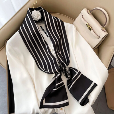 Moodne kõhn siidist sall naistele Mood Juuksepaelad Peapaelad Bandana Naiste kott Randmemähis Kaelarätik Foulard kaelasidemed