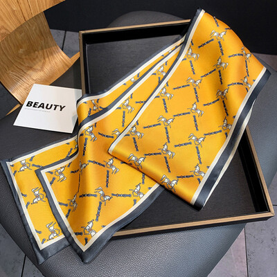 Moodne kõhn siidist sall naistele Mood Juuksepaelad Peapaelad Bandana Naiste kott Randmemähis Kaelarätik Foulard kaelasidemed