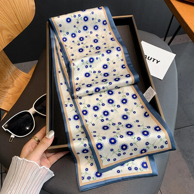 Moodne kõhn siidist sall naistele Mood Juuksepaelad Peapaelad Bandana Naiste kott Randmemähis Kaelarätik Foulard kaelasidemed