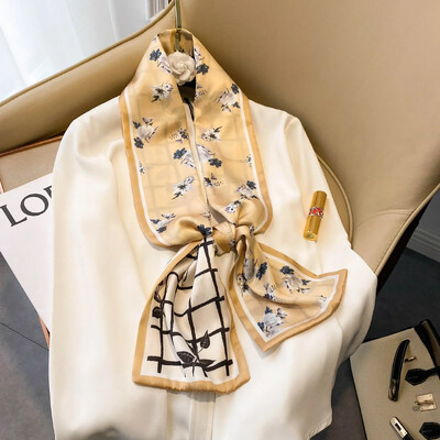 Moodne kõhn siidist sall naistele Mood Juuksepaelad Peapaelad Bandana Naiste kott Randmemähis Kaelarätik Foulard kaelasidemed