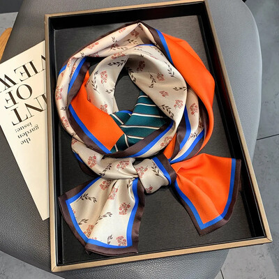 Moodne kõhn siidist sall naistele Mood Juuksepaelad Peapaelad Bandana Naiste kott Randmemähis Kaelarätik Foulard kaelasidemed