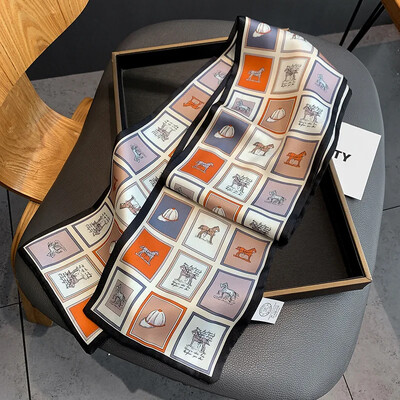 Moodne kõhn siidist sall naistele Mood Juuksepaelad Peapaelad Bandana Naiste kott Randmemähis Kaelarätik Foulard kaelasidemed