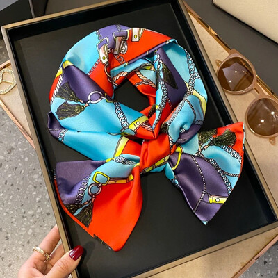 Moodne kõhn siidist sall naistele Mood Juuksepaelad Peapaelad Bandana Naiste kott Randmemähis Kaelarätik Foulard kaelasidemed