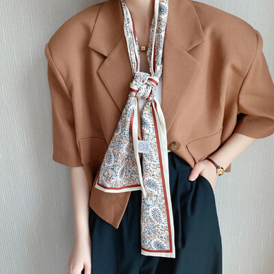 Moodne kõhn siidist sall naistele Mood Juuksepaelad Peapaelad Bandana Naiste kott Randmemähis Kaelarätik Foulard kaelasidemed