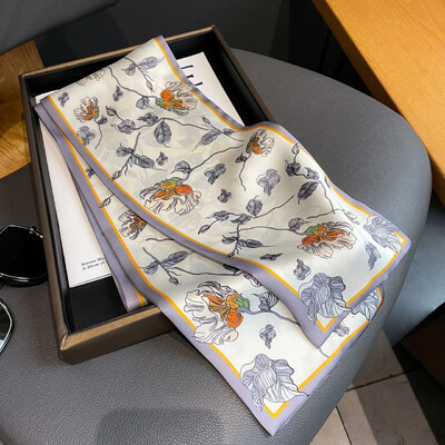 Moodne kõhn siidist sall naistele Mood Juuksepaelad Peapaelad Bandana Naiste kott Randmemähis Kaelarätik Foulard kaelasidemed